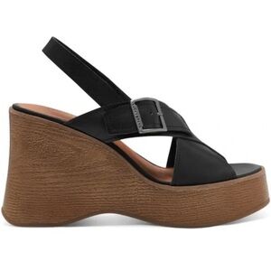 Lucky Brand NWOT Delaynee Black Platform Slingback Wedge Sandals